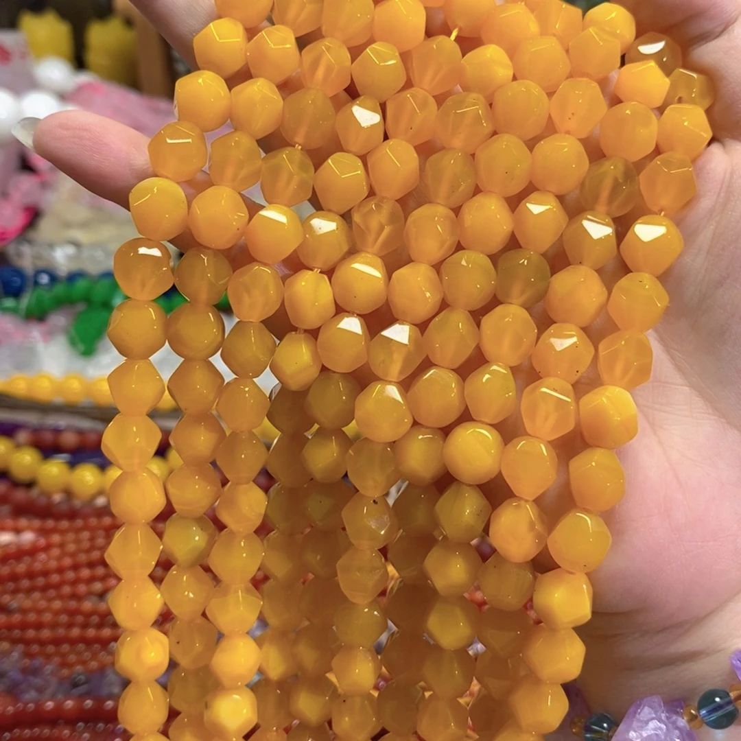 玛瑙/玉髓未镶嵌珠宝半成品黄玛瑙万切一条卡10mm