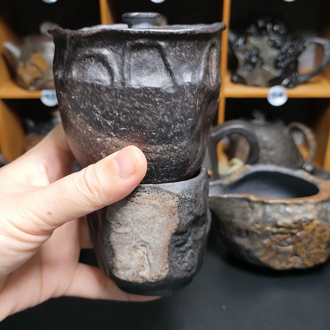 紫砂茶壶天*星一壶一杯冰碛岩套装