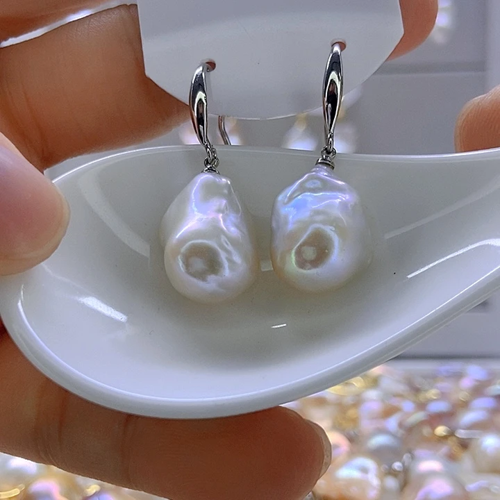 三***光颈饰淡水珍珠银S925镶嵌