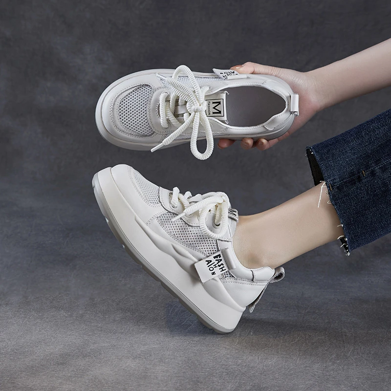 MAGUBA/玛古芭休闲鞋女网面透气厚底薄款镂空单鞋春夏款运动板鞋