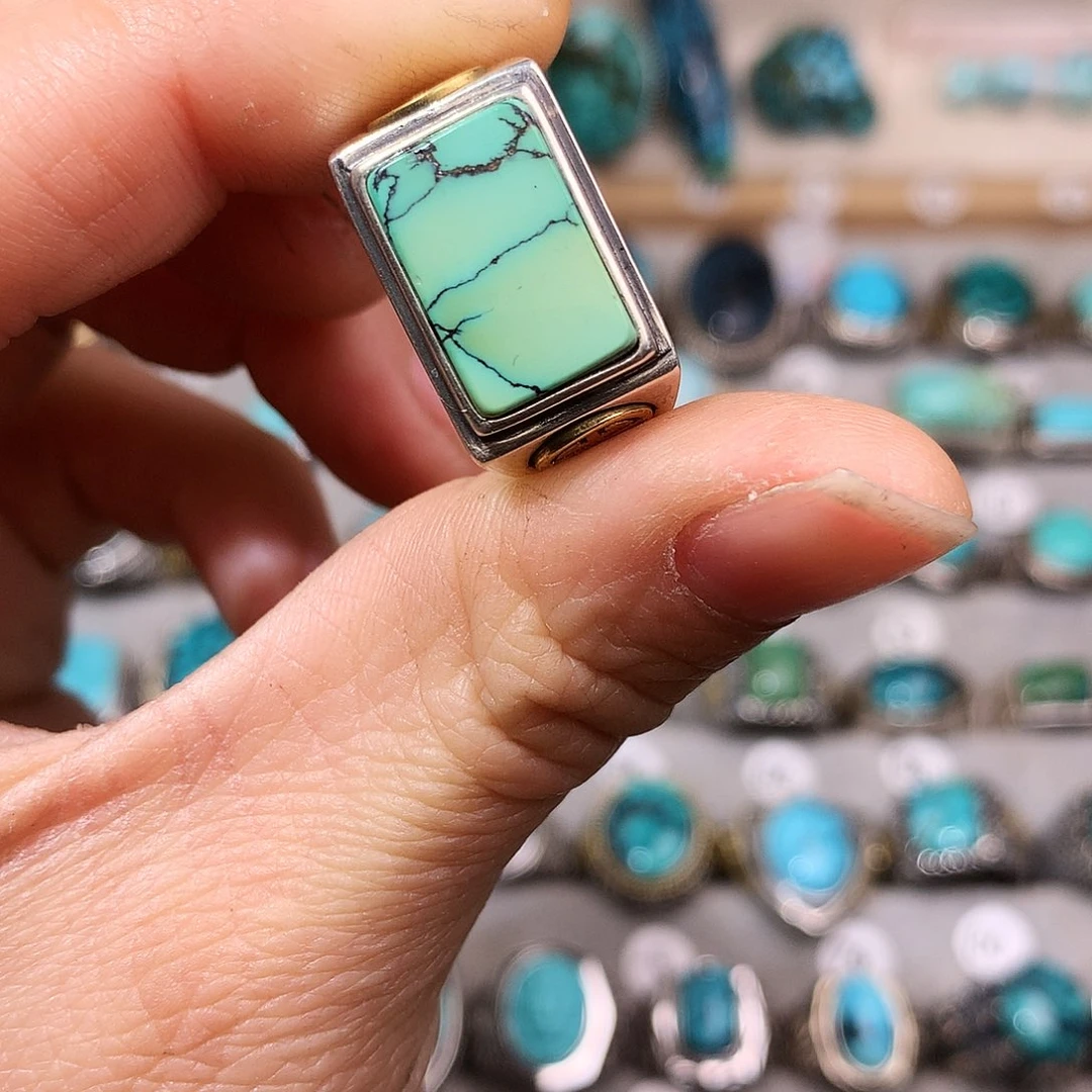 绿松石挂件银S925镶嵌