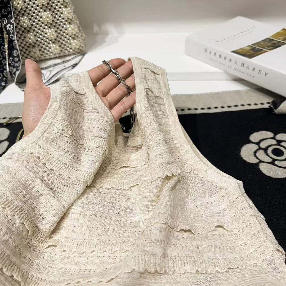 胸82-120长57简约无袖套头针织背心设计百搭出街 9130