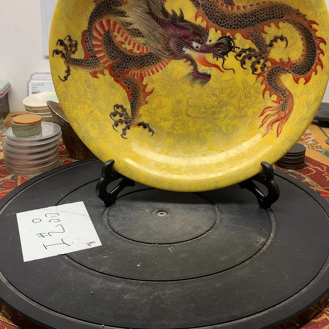 麒***馆一手盘子复古工艺品