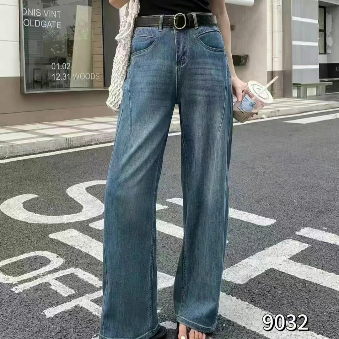 夏季直筒裤牛仔裤韩版窄版直筒裤直筒显瘦裤子