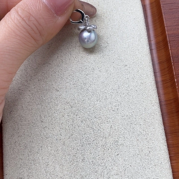 银S925镶嵌海水珍珠吊坠(不含链)
