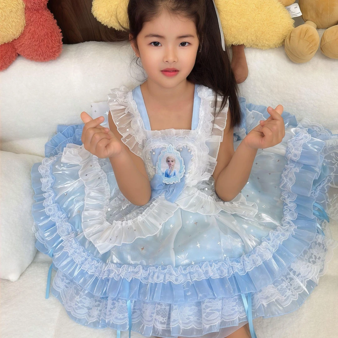 EnEnBaby女童夏季新款艾莎公主风蓬蓬连衣裙QZ520050
