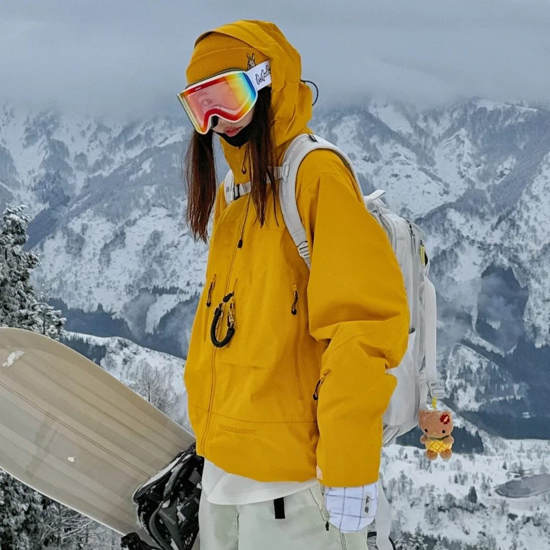 DOCESHEN沈小仙25-26款3L硬壳全压胶滑雪服芒果黄单板双板自由式