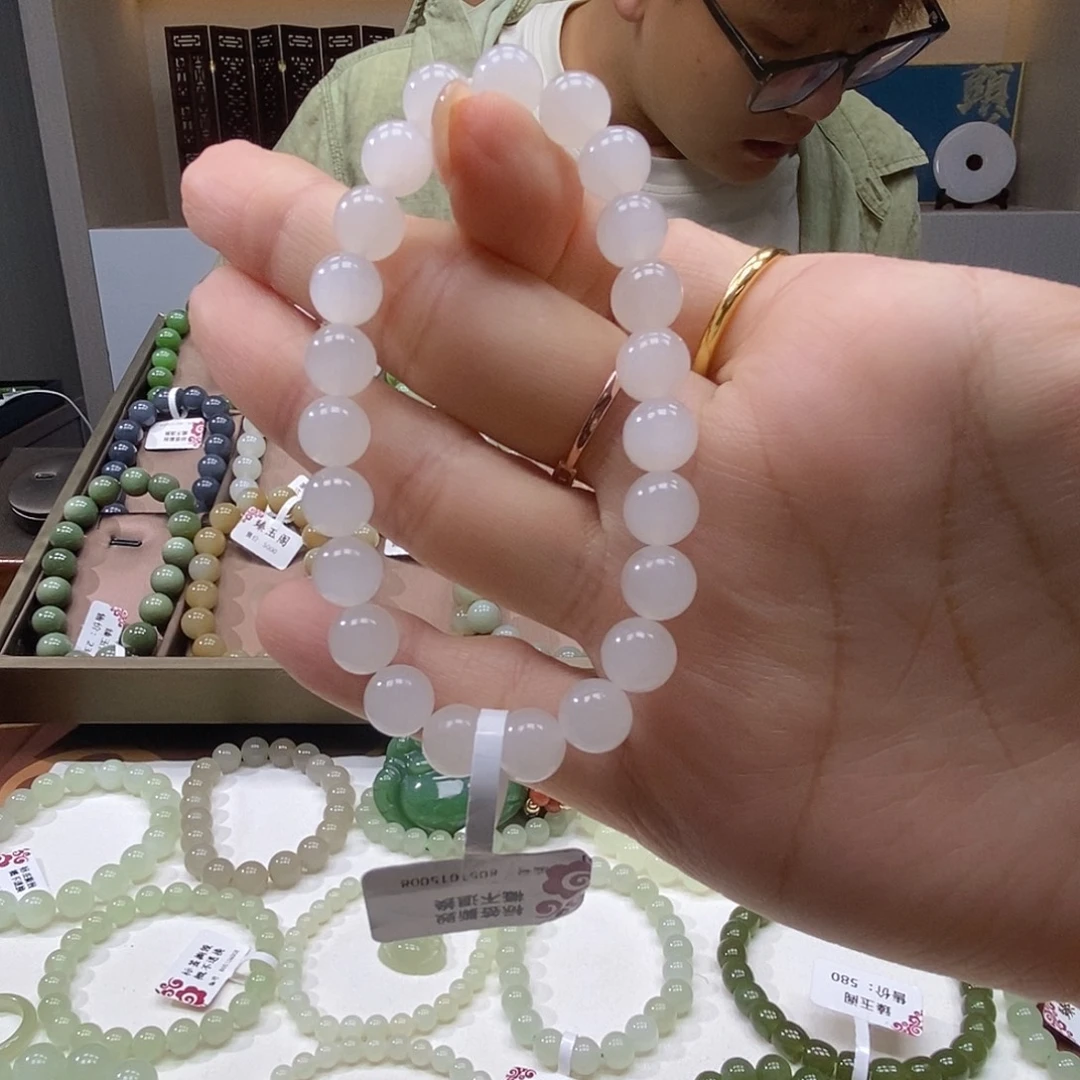 未镶嵌手串和田玉8mm白玉
