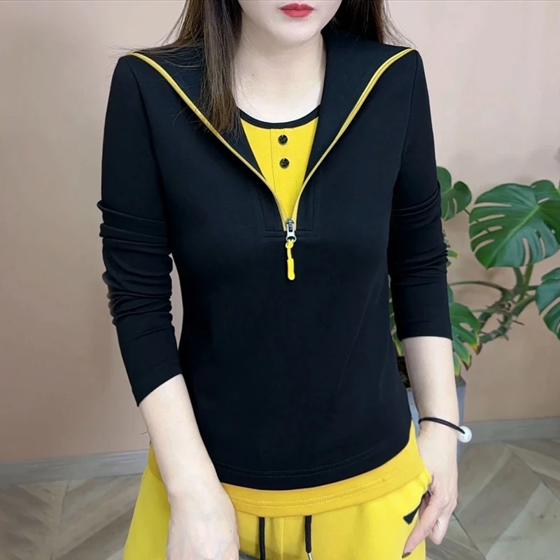 假两件连帽卫衣女2025春季新款休闲时尚洋气减龄百搭显瘦宽松上衣