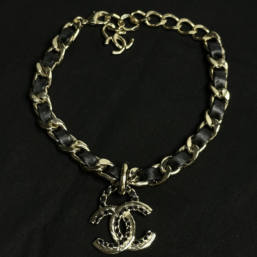 95新 Chanel/香奈儿 22V皮穿双C choker项链/JJ5090912