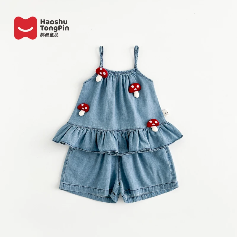 现货【背心套装】郝叔童品夏季新款2025女童高货牛仔套装潮HQ52109
