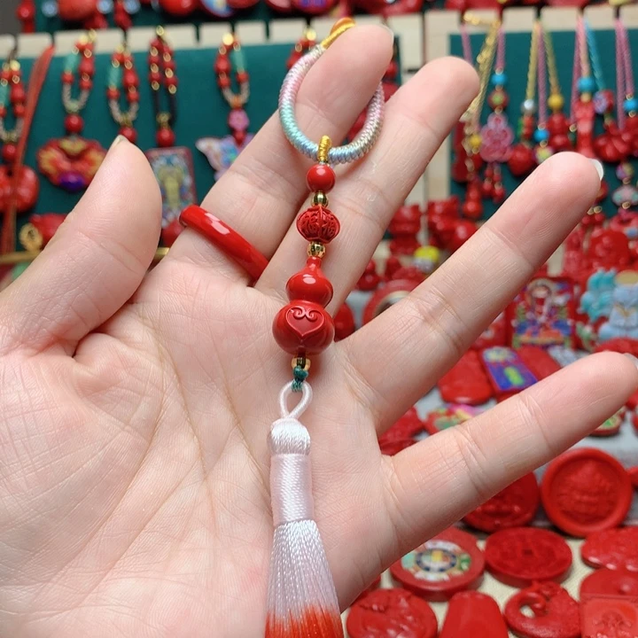 天然辰砂工艺品朱砂钥匙扣包包挂