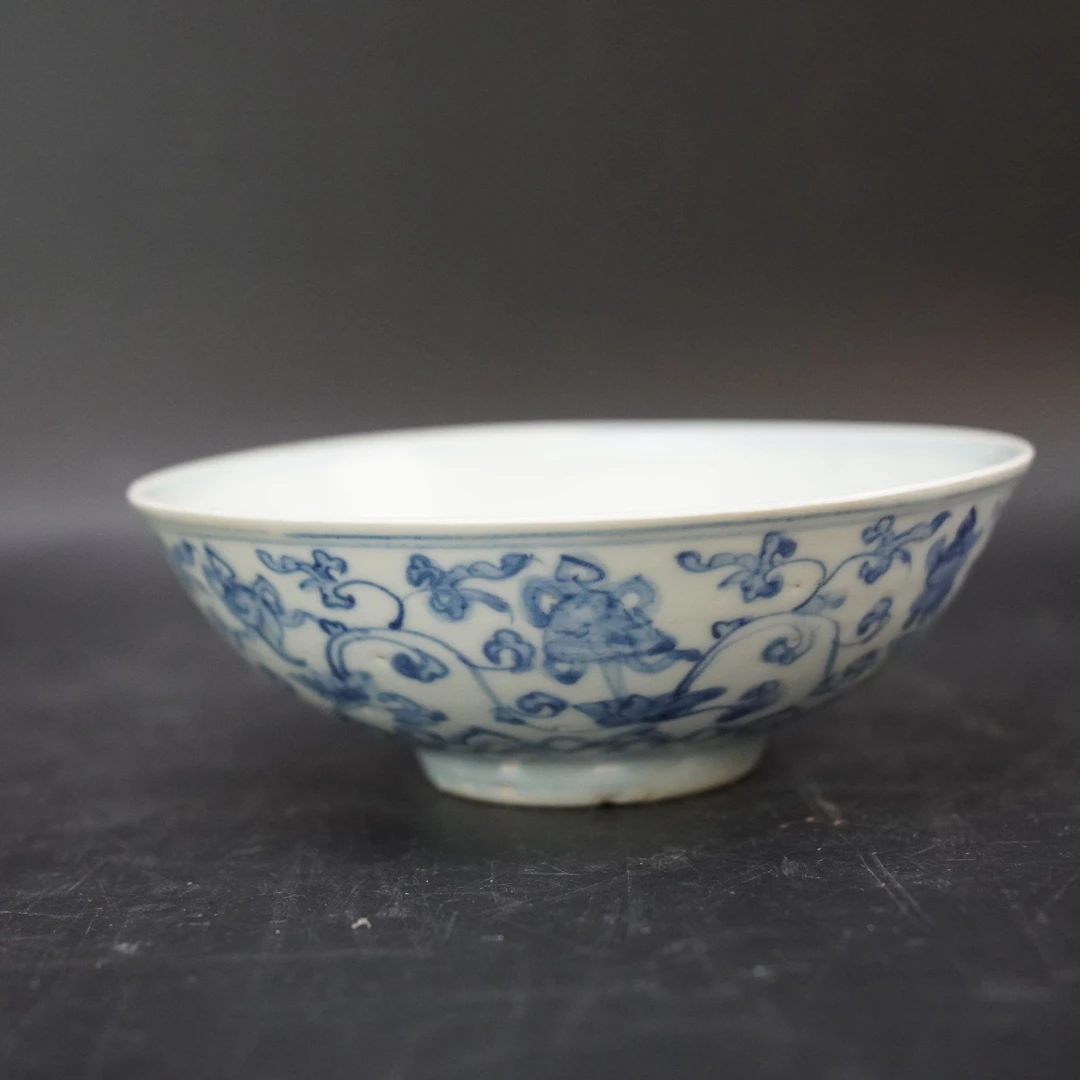 Lot.25100908明正德青花缠枝花卉纹碗 高：约5.7cm直径：约16.5cm