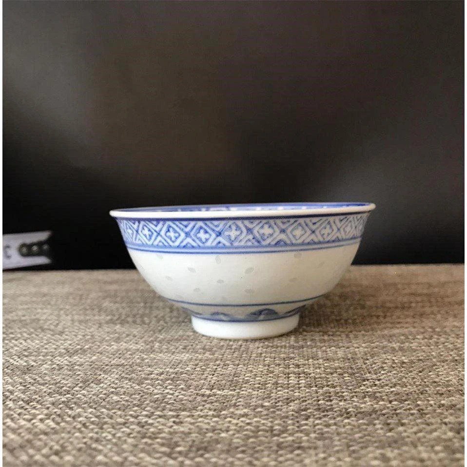 景德镇十大老厂货光明瓷厂早期青花玲珑龙芯茶碗/茶杯全品包老