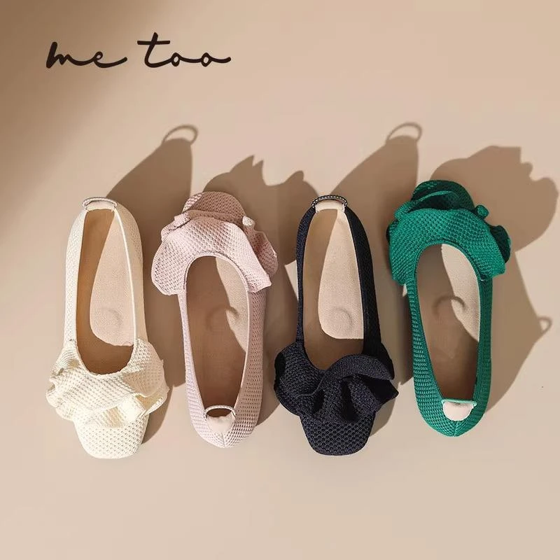 【万达撤柜】【裸穿鞋】蛋卷荷叶边尖头平底单鞋新款时尚百搭女款爆款