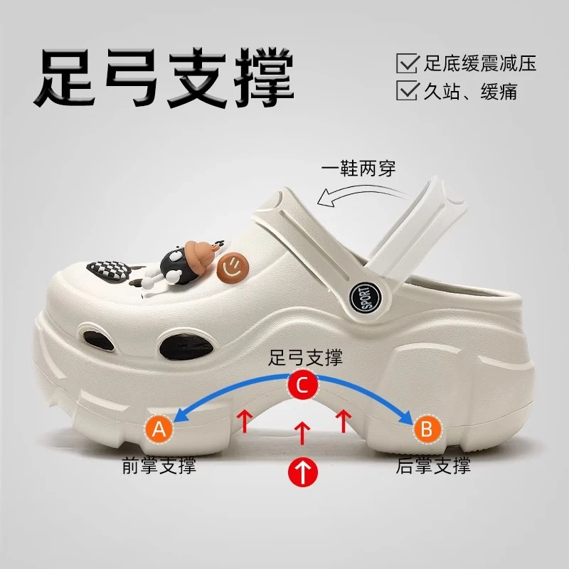 洞洞鞋女款夏季2025新款厚底外穿足弓支撑eva防滑防臭不累脚凉鞋