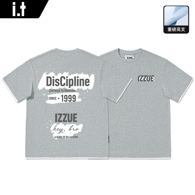 i.t izzue纯棉美式短袖T恤男夏季2025新款宽松设计感小众日系上衣