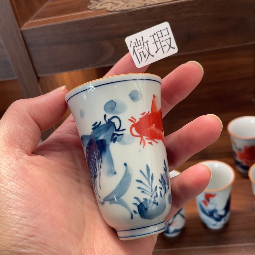 釉下手绘茶具微瑕