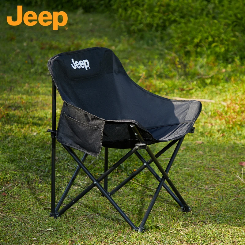 JEEP/吉普户外月亮椅便携靠背马扎折叠椅钓鱼凳子户外折叠桌椅
