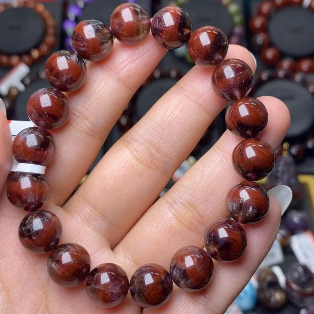 未镶嵌手链水晶极光牛血红单圈10mm