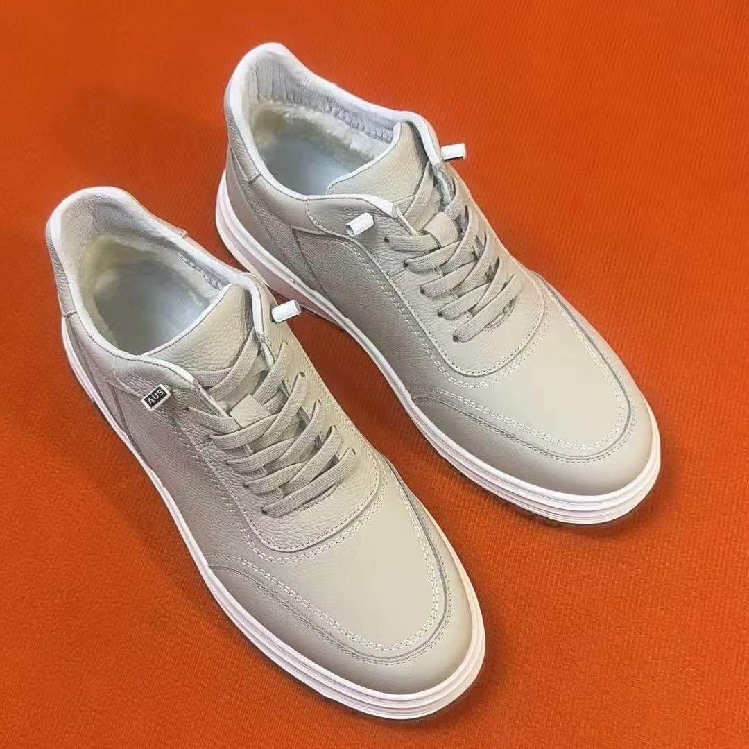 头层牛皮冬季新款高帮男士棉鞋真皮保暖休闲鞋加绒舒适小白鞋皮鞋