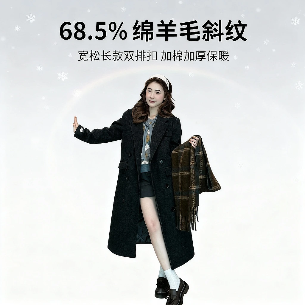 【南法旧事】斜纹面料加棉加厚韩版宽松·通勤气质羊毛大衣长款222款