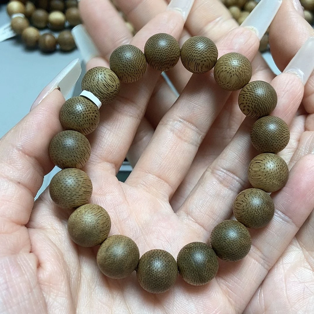 沉香手串文莱蟒皮纹1.3圆珠单圈