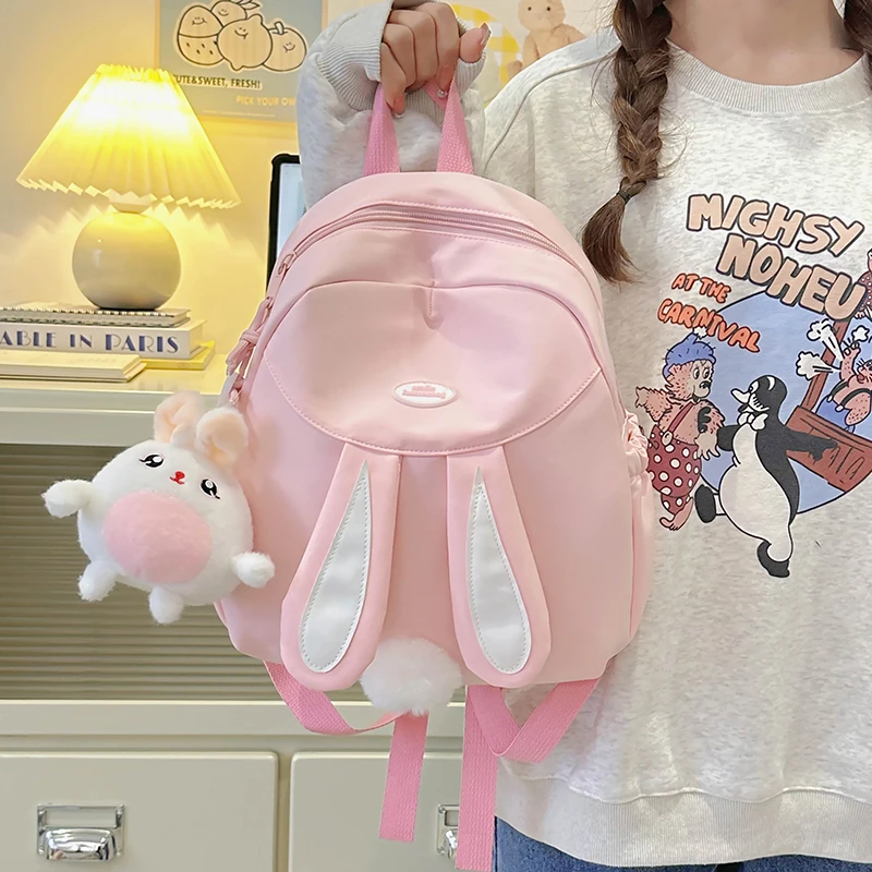 ins少女书包网红2025新款卡通兔耳朵双肩包洋气可爱女童外出背包