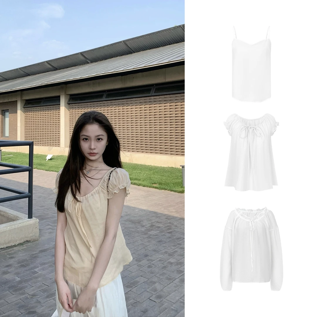 呼吸感系列 花苞小短袖/荷叶边宽松长袖L  8938#