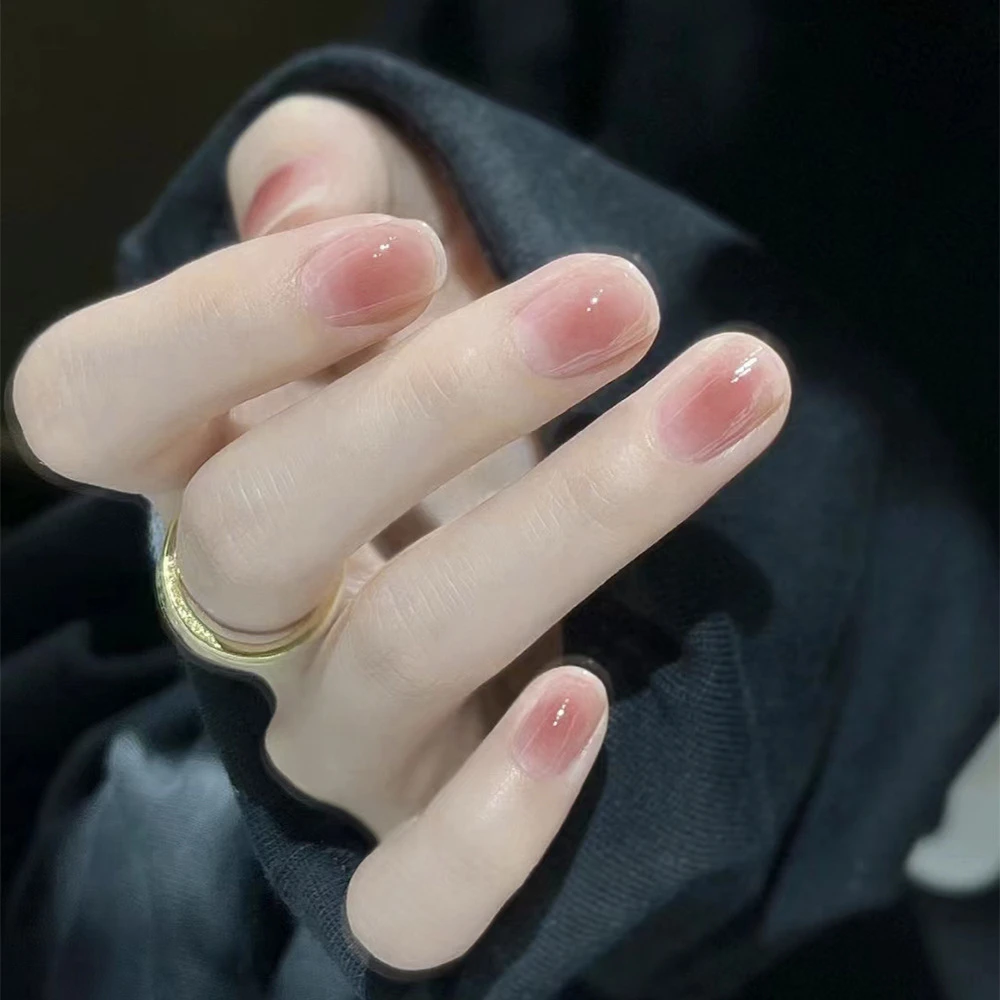 【藕荷玫瑰】QXJ纯欲甜美风穿戴甲显白高级感裸粉色渐变美甲甲片