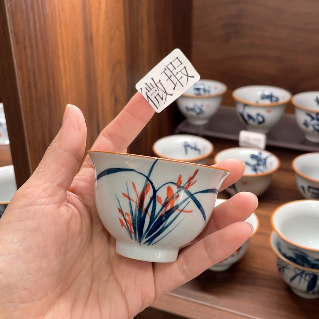 釉下手绘茶具微瑕