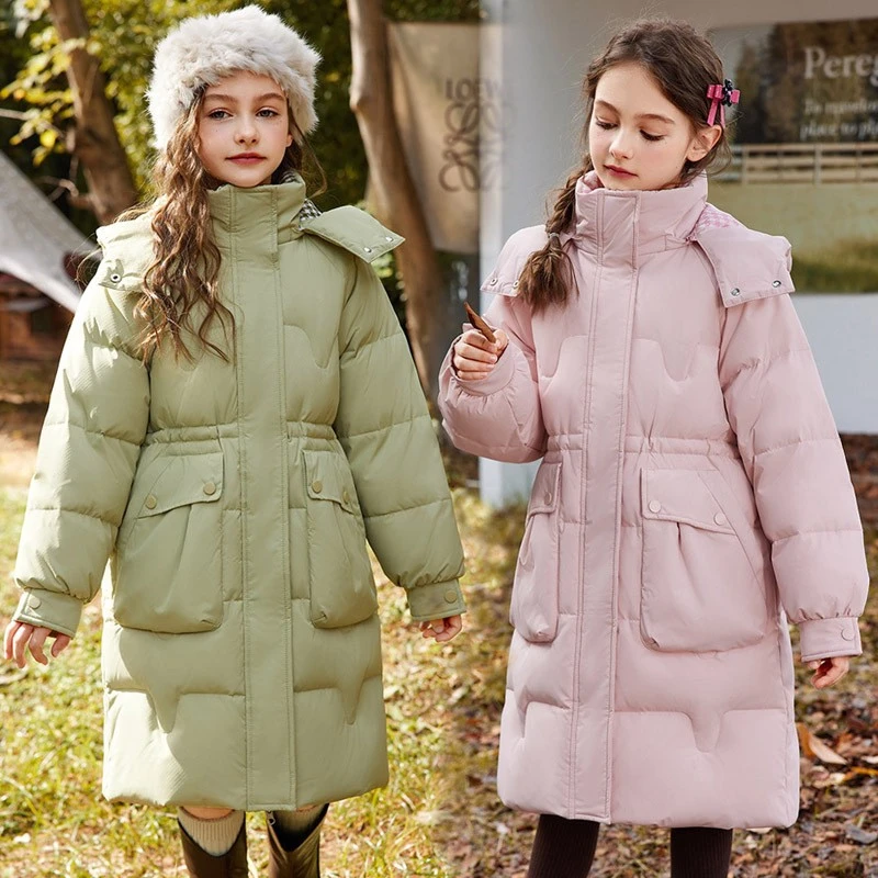 巴拉开门中大童儿童羽绒服女童2025新款宝宝冬季加厚加长冬季中大