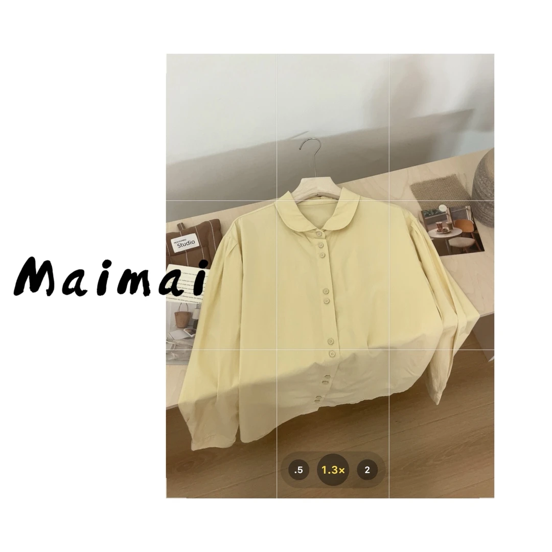 买买 【入春刚需】韩版正肩减龄娃娃领简约长袖衬衣