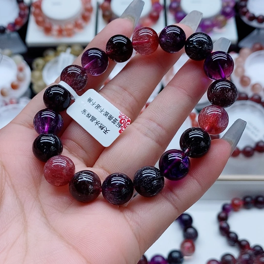 水晶未镶嵌手链黑加仑超七