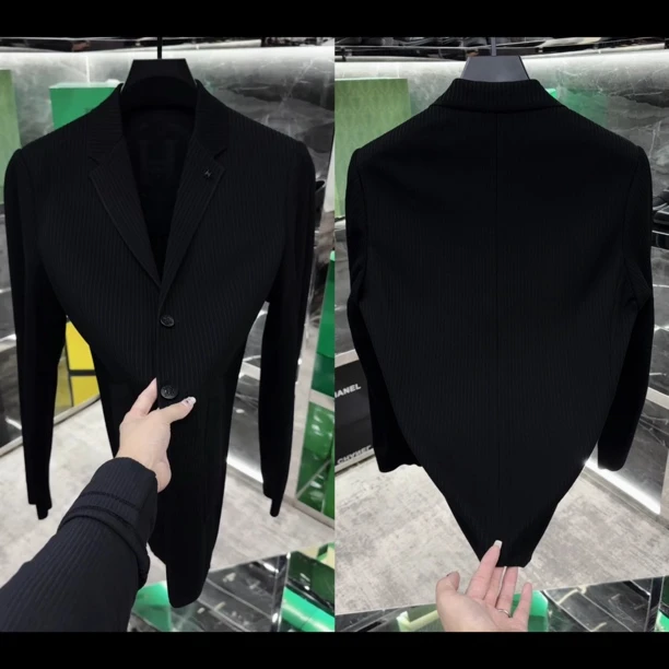 秋季轻奢男士竖条休闲百搭西服802