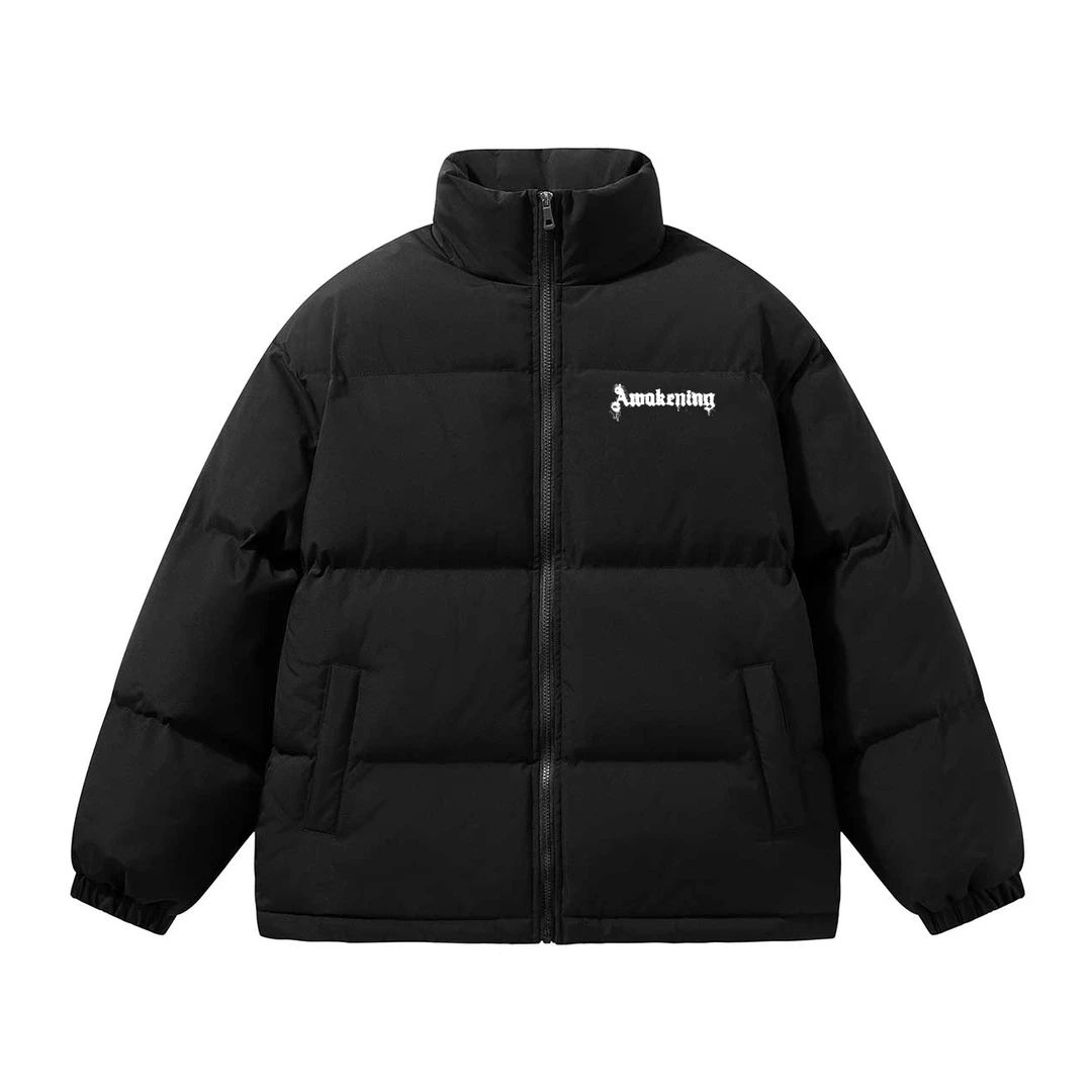 DL4AWDC8819 落肩袖拉链字母印花多巴胺配色简约纯色基础棉服外套