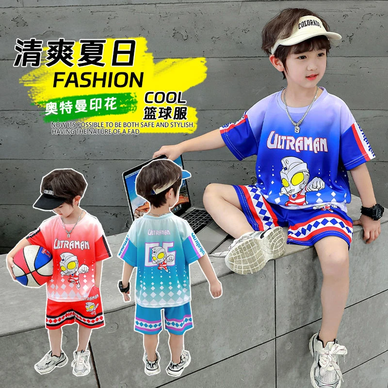 奥特曼套装衣服夏季儿童速干篮球服透气运动短袖男孩奥特曼衣服