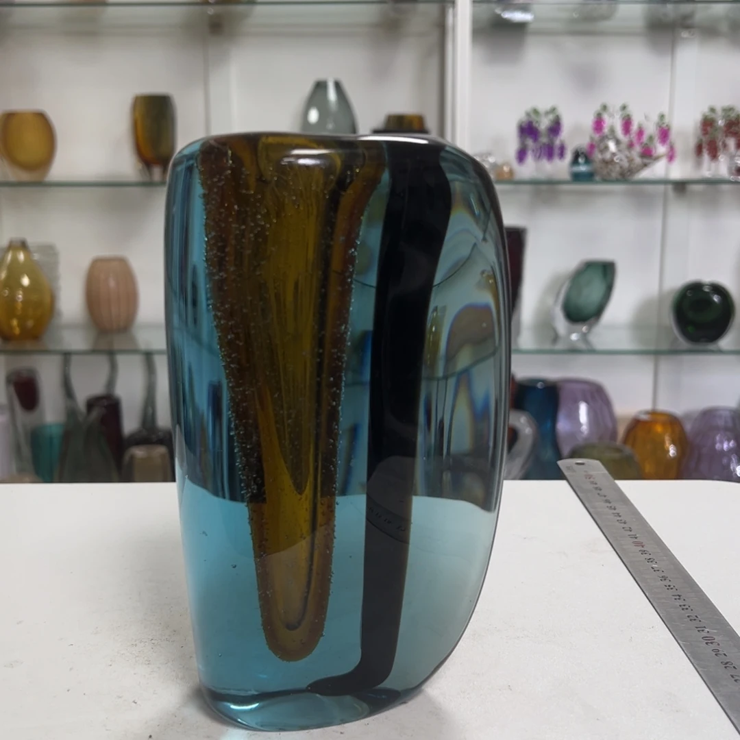 幻彩琉璃花瓶纯手工制作高度21