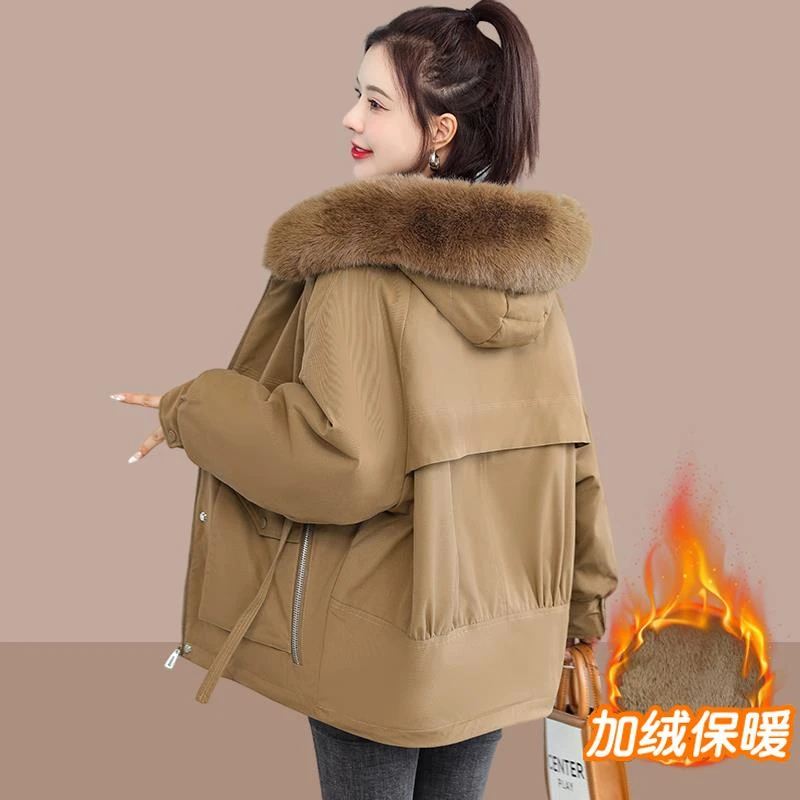 短款棉服加绒加厚派克服女2024秋冬新款爆款宽松休闲棉衣棉袄外套