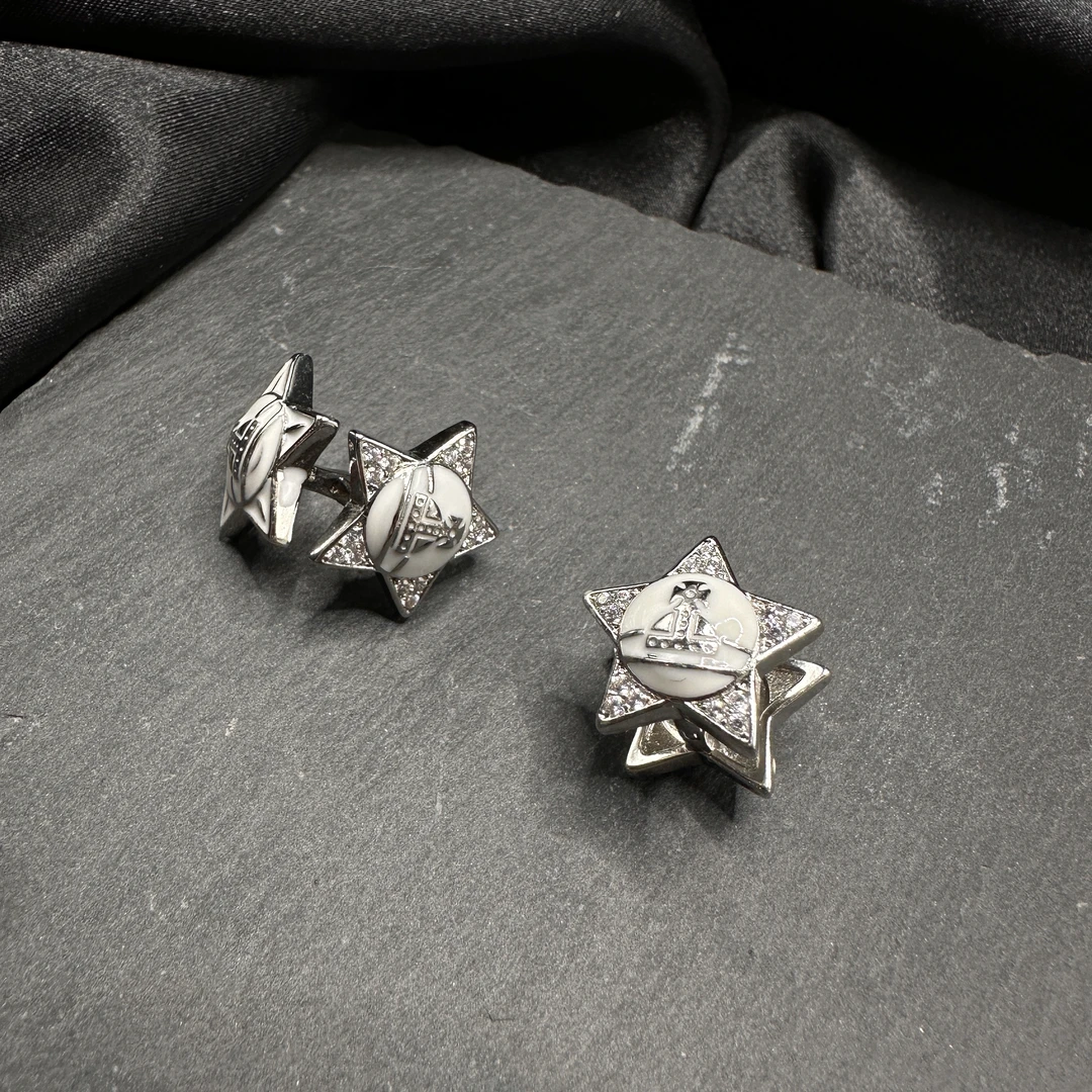 钛钢耳饰 0716 Acc-647 潮流个性设计感白色星球耳饰