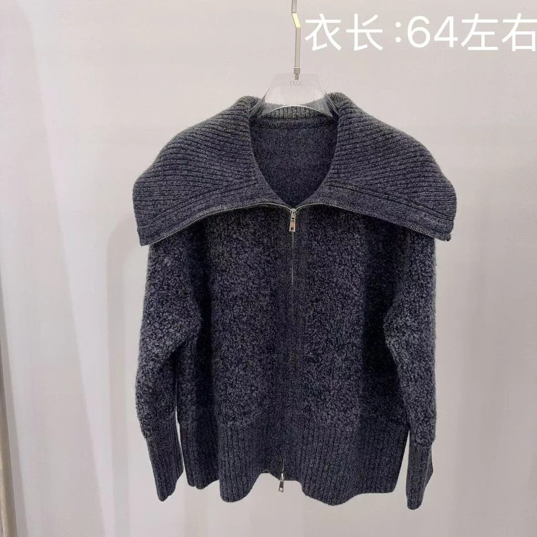 春苗女装   大翻领圈圈羊毛外套    休闲百搭长袖外套