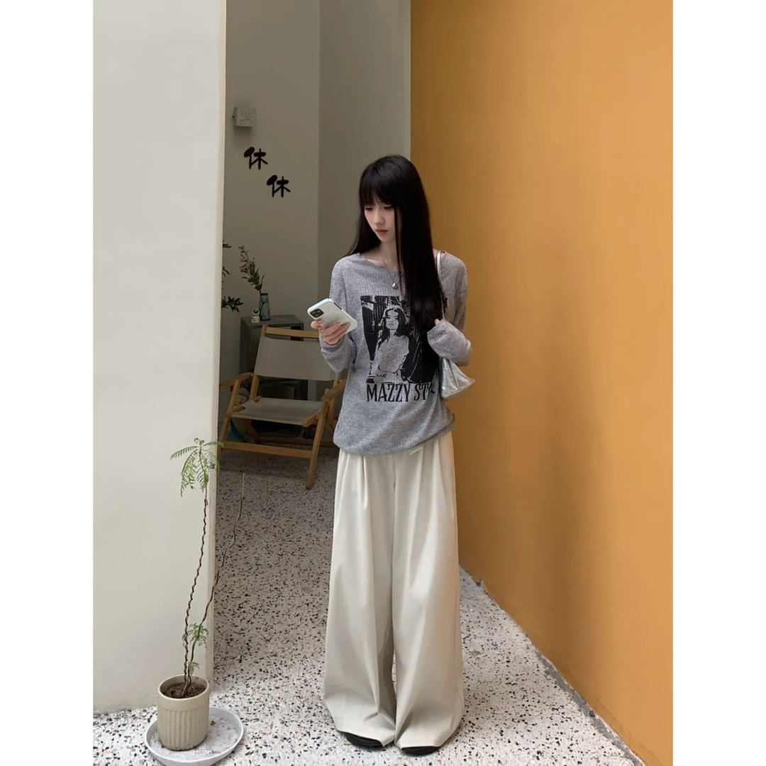 【清仓】透气高腰显瘦直筒阔腿裤2024秋冬百搭遮肉宽松阔腿裤