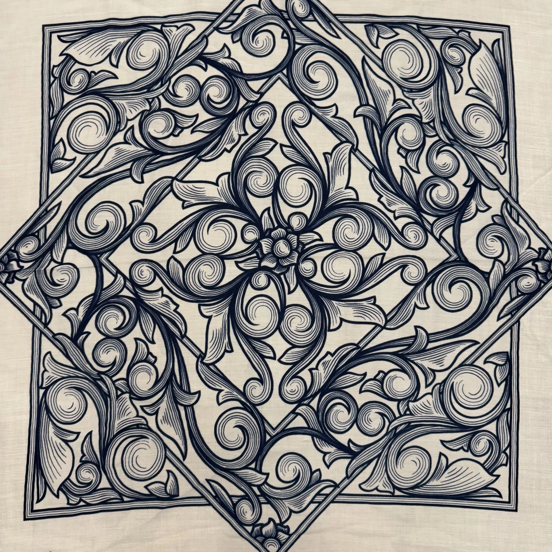 【H53-43 花纹】70*70丝毛新款潮流女士复古围巾气质围脖丝巾