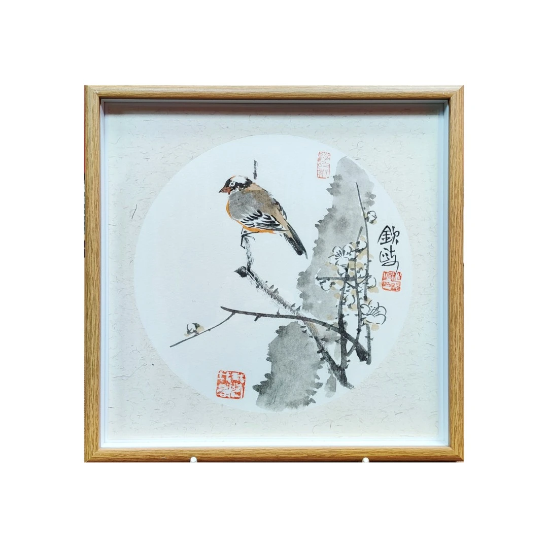 梅花 小鸟 赵钦政老师 带框 国画 家居挂画 写意画 文创