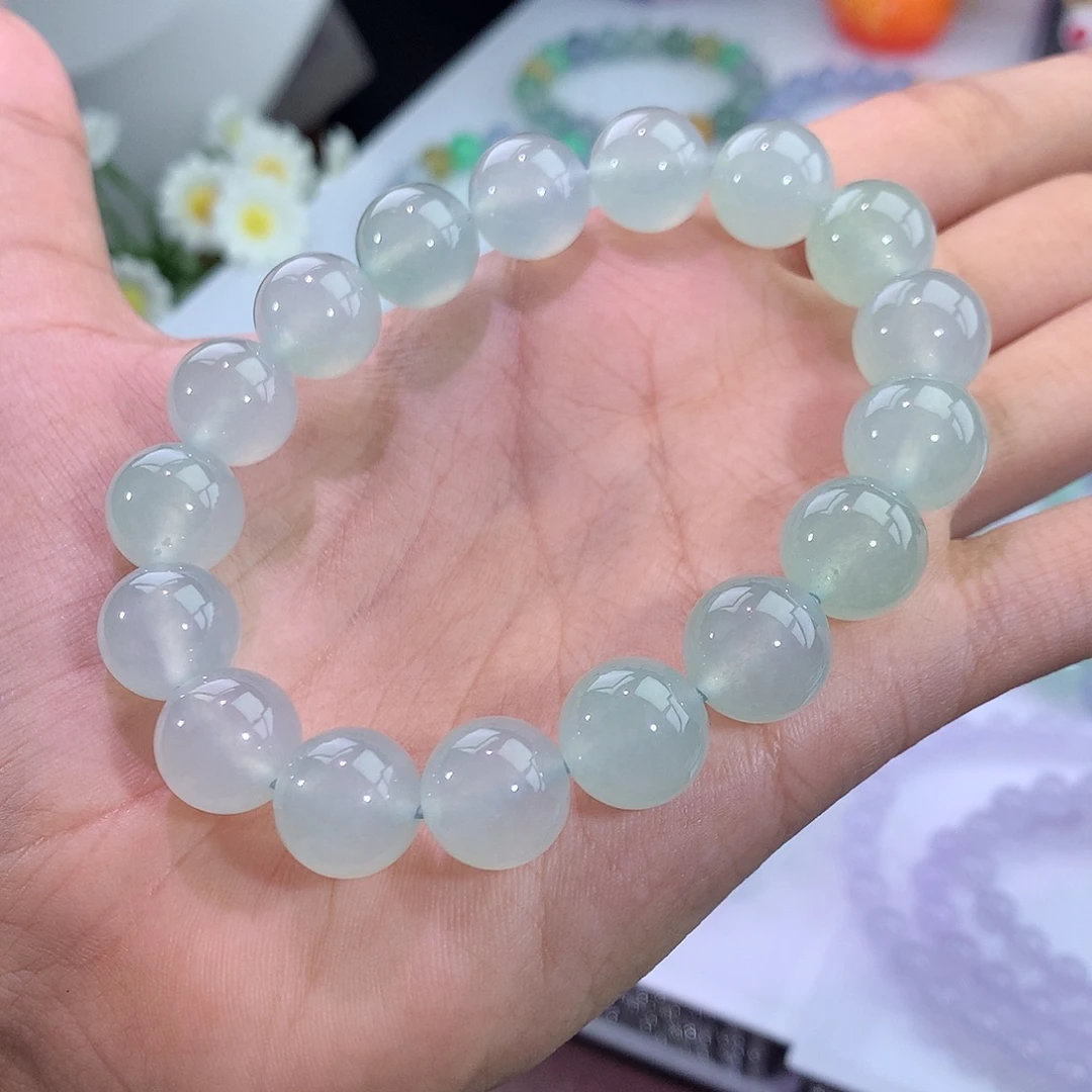 翡翠未镶嵌手链冰种甜绿手串