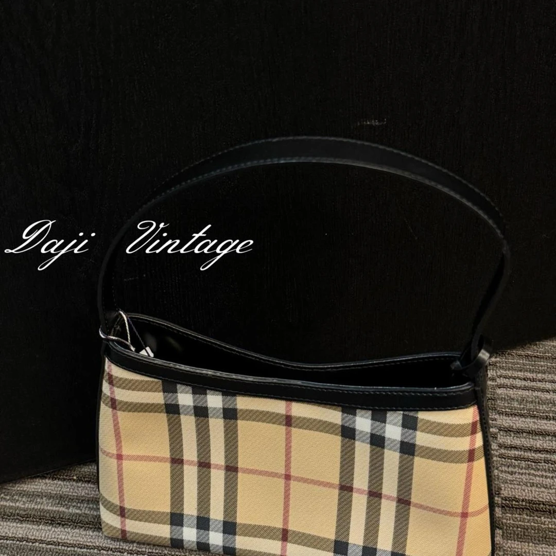 大吉中古/Burberry博柏利格纹mini牛角单肩包