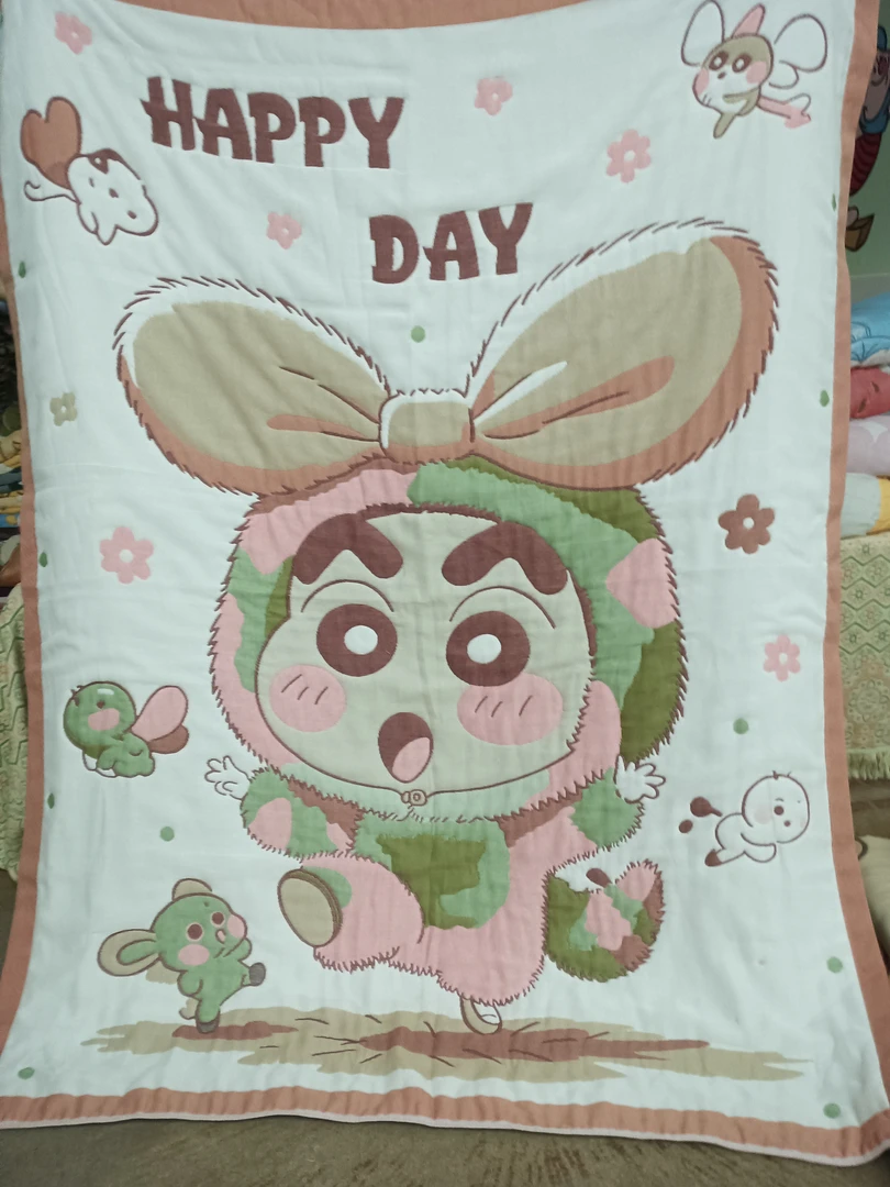 【温暖家居】棉纱面包被120×150cm-粉色小新