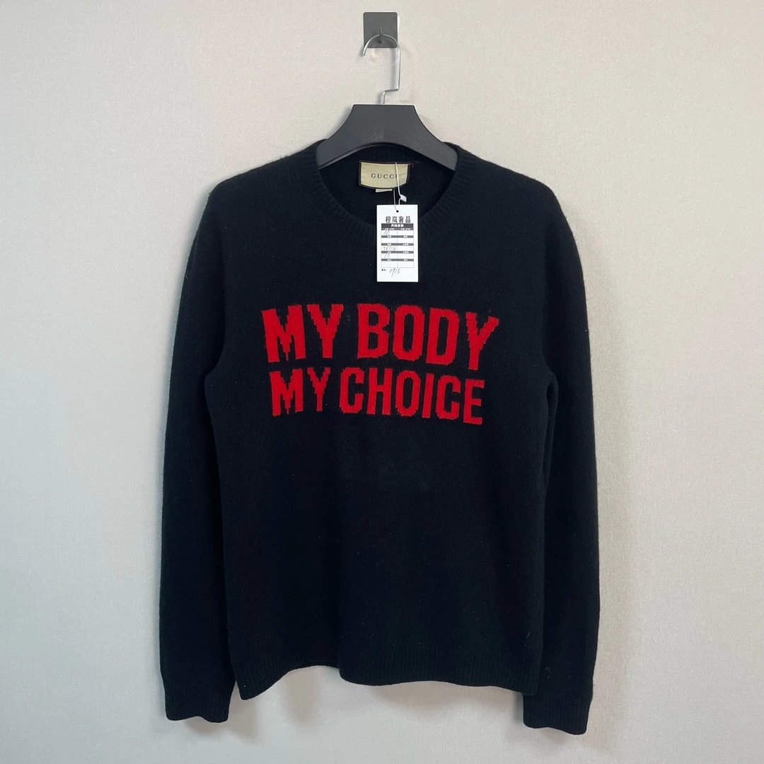 99新 GUCCI/古驰 Gucci/古驰字母刺绣针织毛衣/M码/99新/价11900