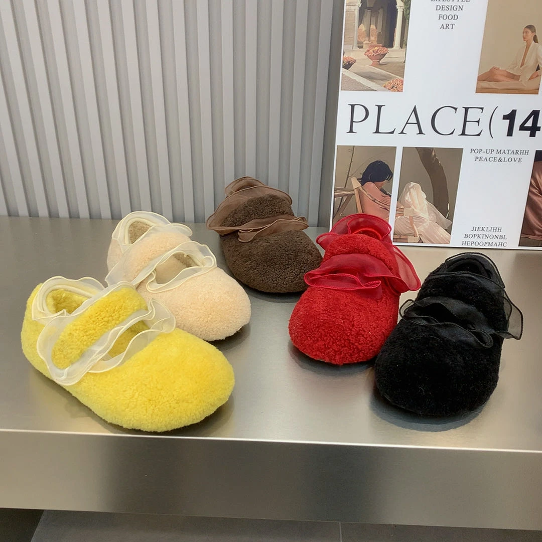 慕小柒25-75欧洲站厚底4公分时尚休闲百搭毛毛大棉网红保暖棉瓢鞋