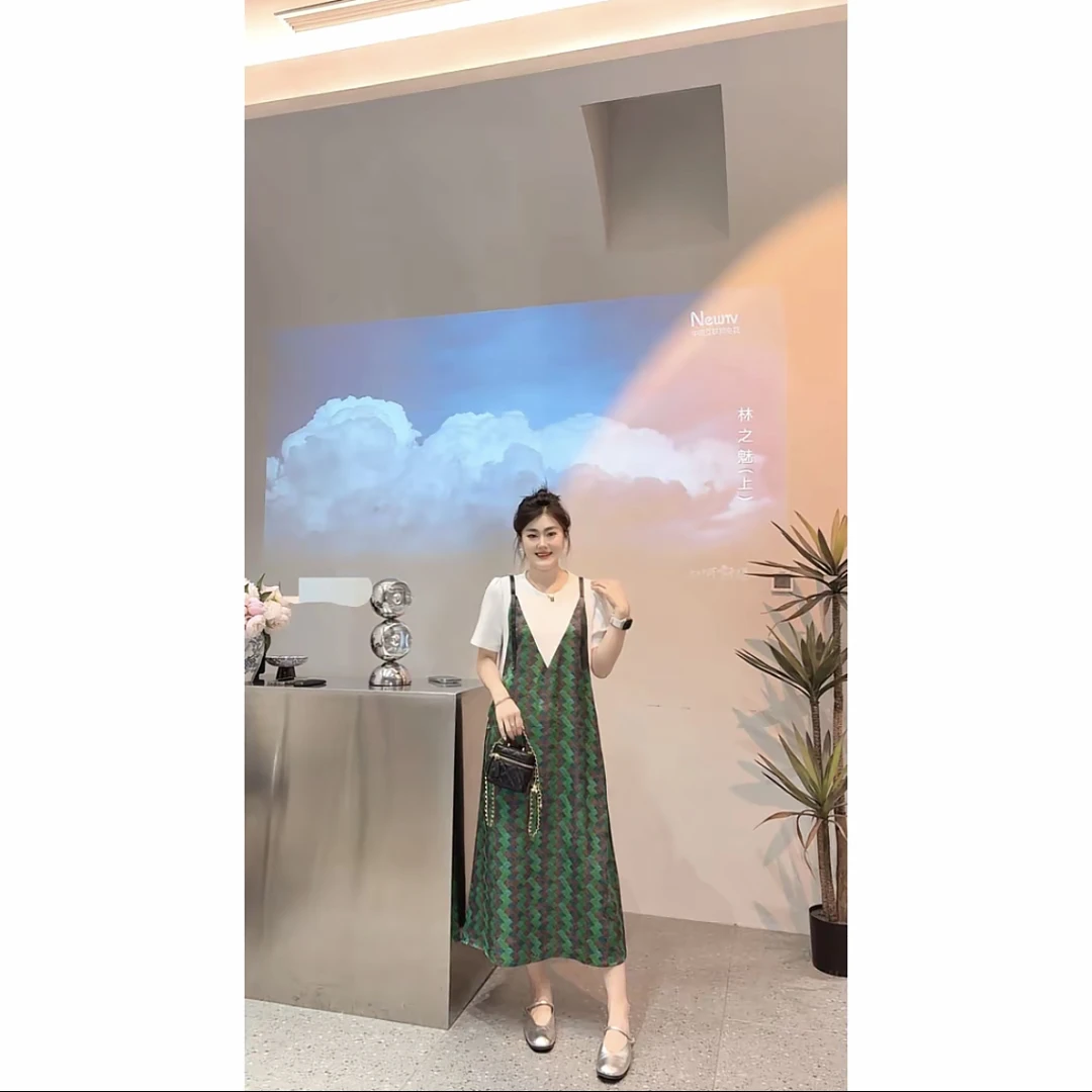 设计感小众宽松大码假两件2025夏季新款洋气长裙